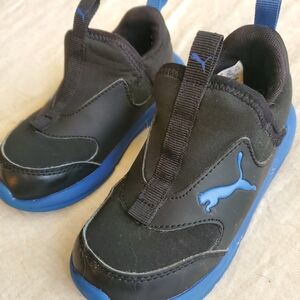 Puma Kids Fun Racer Slio On Black and Blue Shoes Size 8